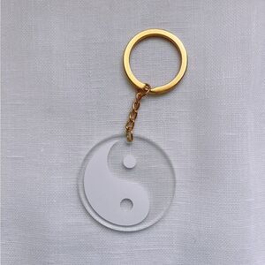 NEW Clear Yin Yang Keychain - Gold